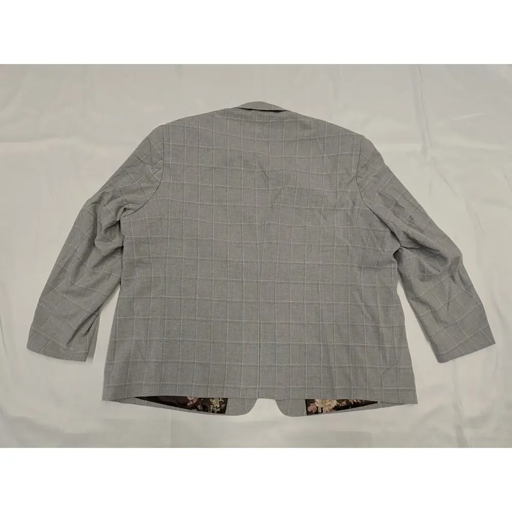 Johnny Bigg Jacket Mens 54 Grey Checkered Pattern Sports Blazer NEW